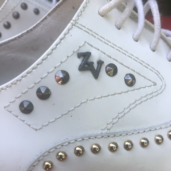 Rare Zadig & Voltaire "Youth Clous" Derby White Studded Formal Shoes Size 36 - Picture 5 of 10
